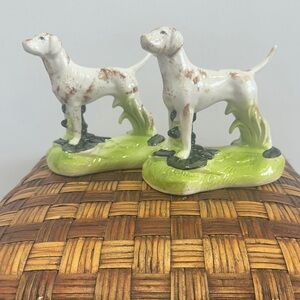 Charming Ceramic Dog Figurines - White and Brown